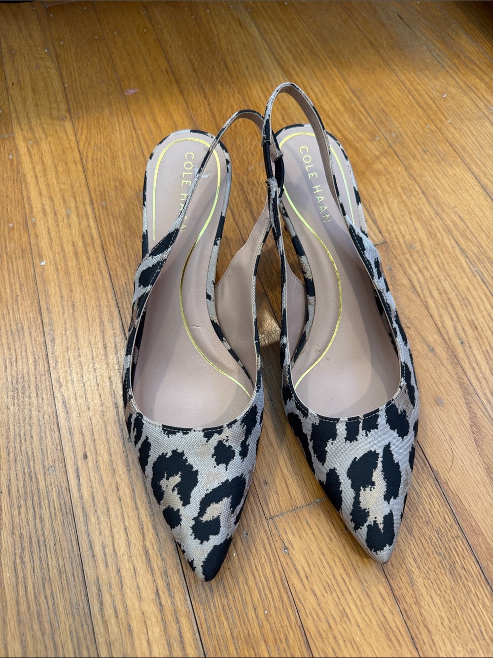 Cole Haan Leopard Print Slingback Pointed-Toe Mules - Black & Tan
